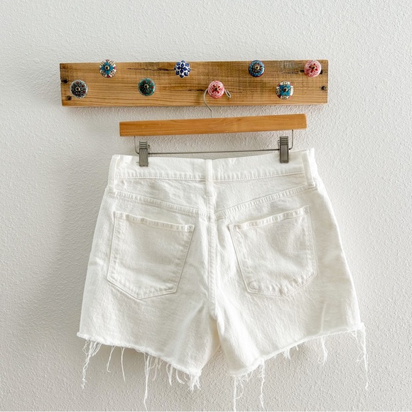 MADEWELL High Rise Denim Short Women's White Size 29 Stretch Raw Hem - Picture 3 of 7